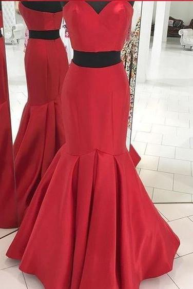 Two Pieces Prom Dress, Red Prom Dress, Formal Evening Dress, Long Prom Dress, Senior Prom Dress, Prom Gown 2017, Wedding Reception Dress