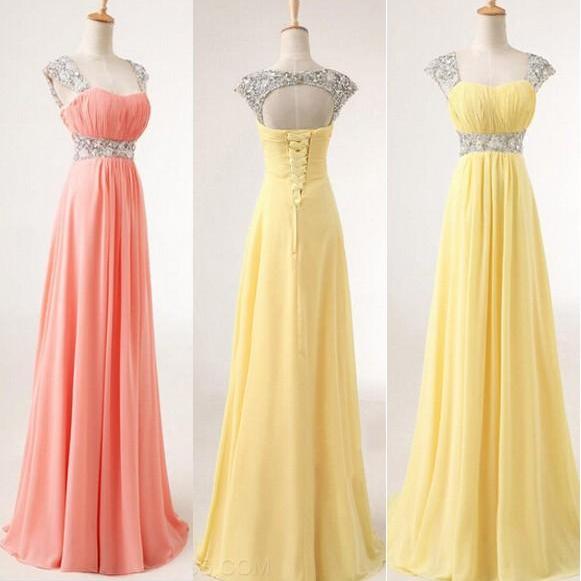 yellow pink gown