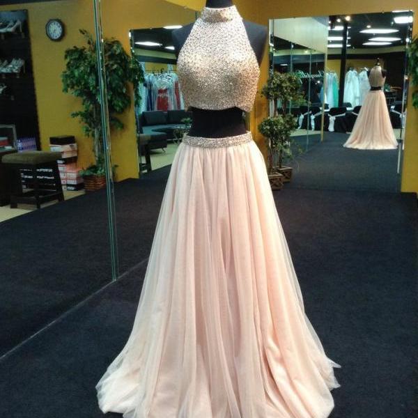 Custom Made 2 Pieces Pink Long Prom Dresses, Long Party Dresses on Luulla