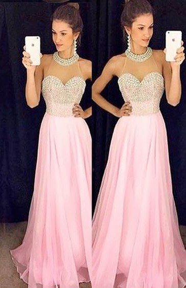 Charming Prom Dress,Sexy Evening Prom Dress,Pink Chiffon Prom Dress ...