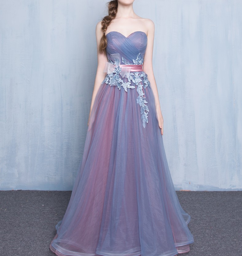 Vintage Inspired Strapless Sweetheart Lace Prom Dress, Elegant Long ...