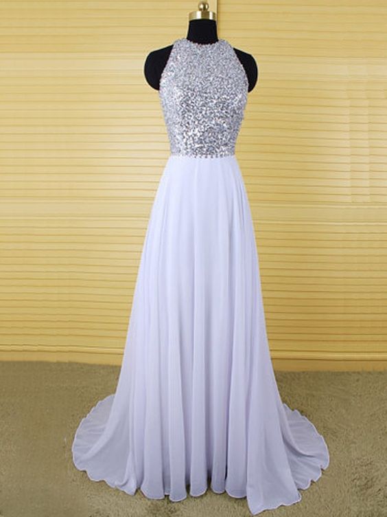 Evening Formal Dress, Long Prom Dress,Halter Prom Gown,Chiffon Beading ...